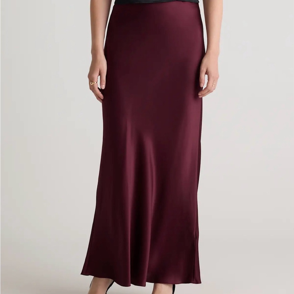Quince Burgundy Washable Silk Maxi Skirt